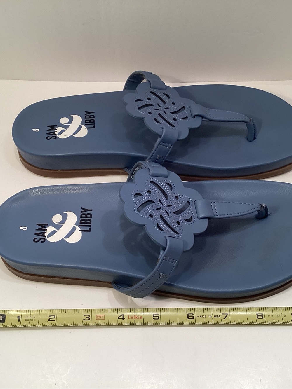 A18 Sam & Libby Light Blue Floral Thong Sandals - Picture 5 of 6